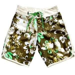 Lost At Sea Boys Psycho Seaweed Print Unlined   Beachy Swim Board Shorts Size 24